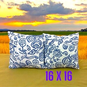 100 % Cotton Set of 2 Handmade High Quality Block Printed Throw Pillows